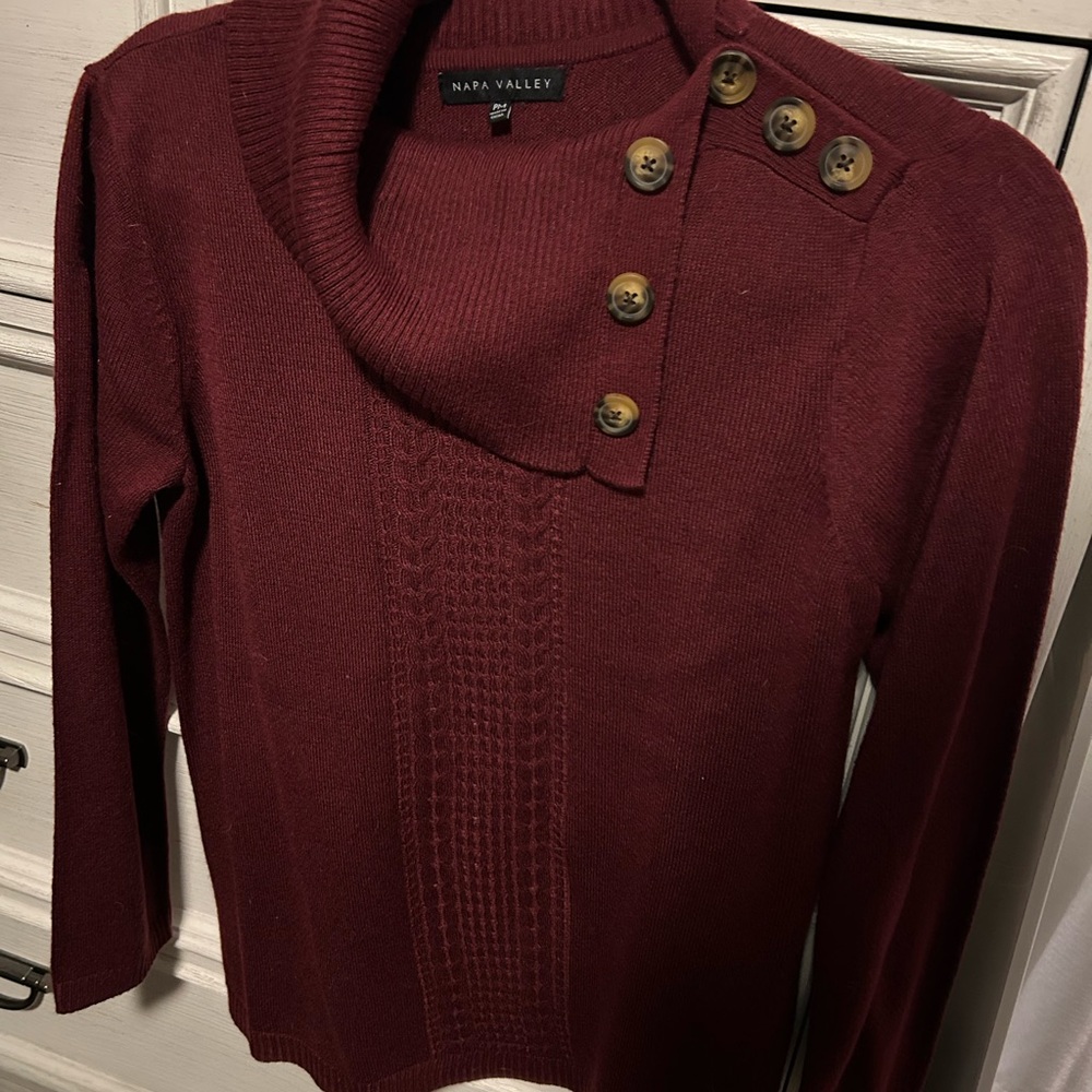 Napa Valley Women's Maroon Cowl Neck Sweater